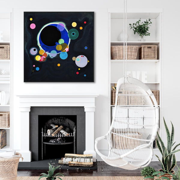 Large Abstract Wassily Kandinsky Framed Canvas Print of Several Circles Painting - 100cm x 100cm