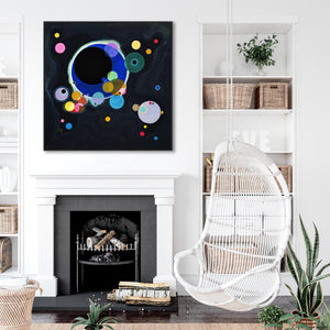 Large Abstract Wassily Kandinsky Framed Canvas Print of Several Circles Painting - 100cm x 100cm