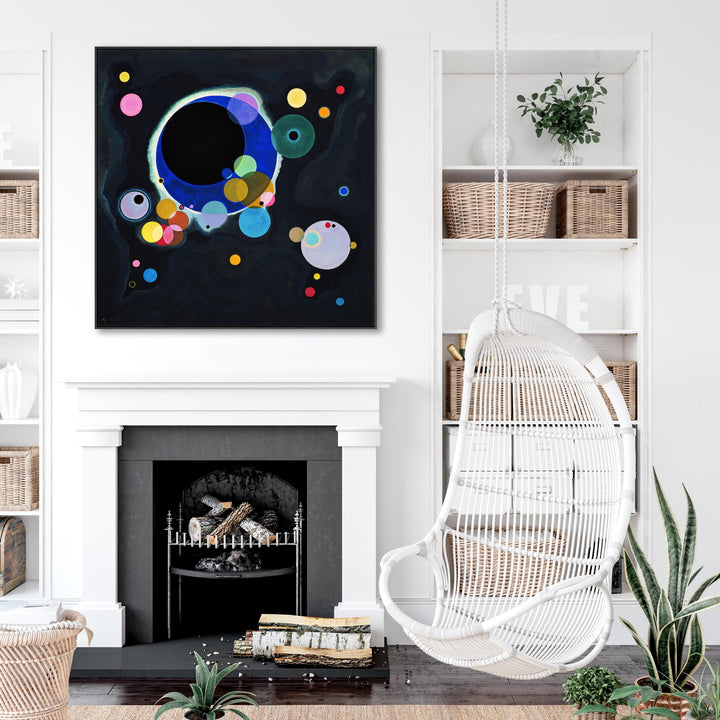 Large Abstract Wassily Kandinsky Framed Canvas Print of Several Circles Painting - 100cm x 100cm - FFs-2299-B-XL