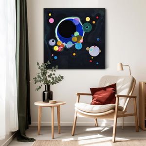 Large Abstract Wassily Kandinsky Framed Canvas Print of Several Circles Painting - 100cm x 100cm