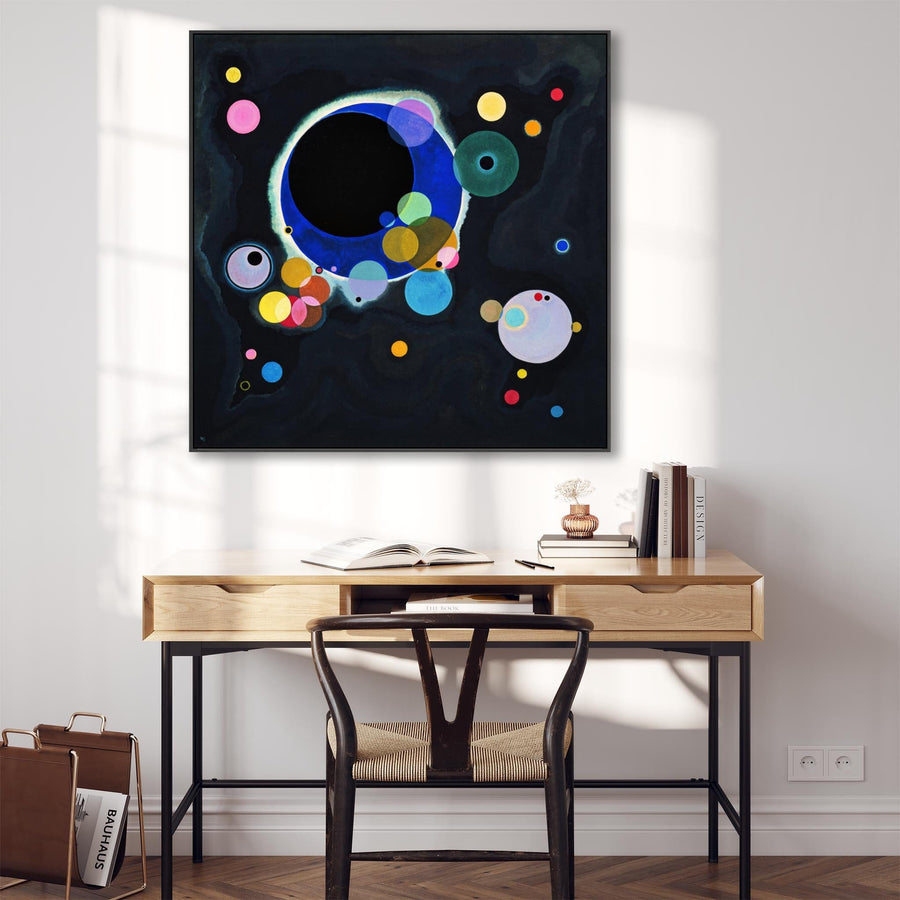 Large Abstract Wassily Kandinsky Framed Canvas Print of Several Circles Painting - 100cm x 100cm