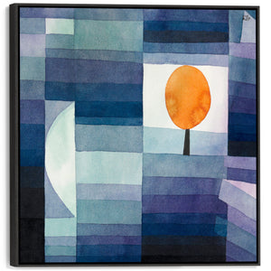 Large Paul Klee Abstract Canvas in Blue Orange - Framed Print Harbinger of Autumn