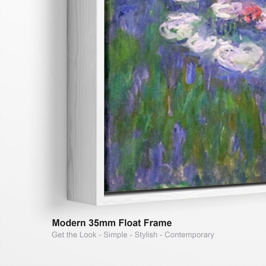 Large Blue Claude Monet Framed Canvas Print of Water Lillies Painting