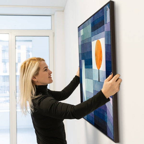 Large Paul Klee Abstract Canvas in Blue Orange - Framed Print Harbinger of Autumn