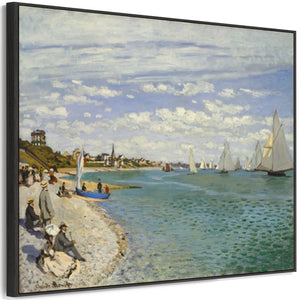 Large Claude Monet Framed Landscape Wall Art Print of Boats Regatta at Sainte-Adresse Painting