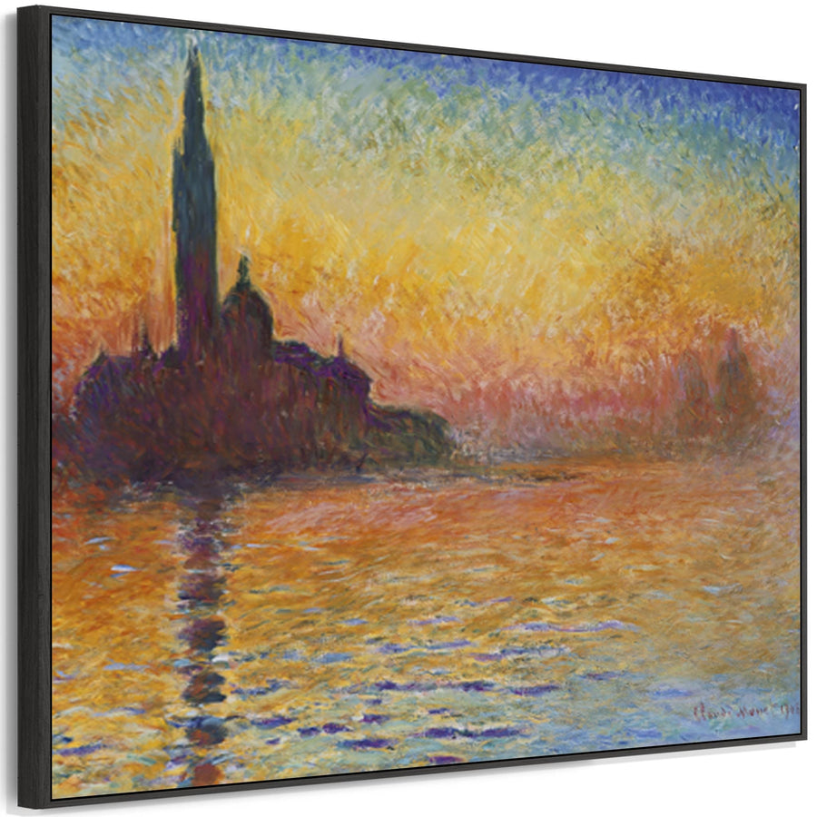 Large Claude Monet Framed Sunset Landscape Wall Art Print of Venice San Giorgio Maggiore at Dusk Painting