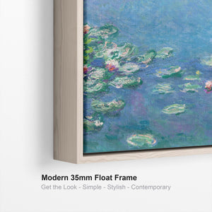 Large Claude Monet Water Lillies Nympheas Wall Art Framed Canvas Print of Famous Painting - XL 100cm x 100cm