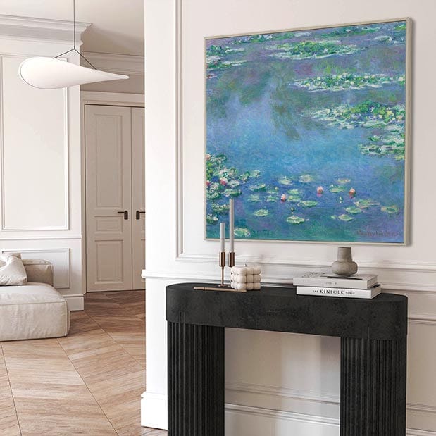 Large Claude Monet Water Lillies Nympheas Wall Art Framed Canvas Print of Famous Painting - XL 100cm x 100cm