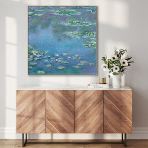 Large Claude Monet Water Lillies Nympheas Wall Art Framed Canvas Print of Famous Painting - XL 100cm x 100cm