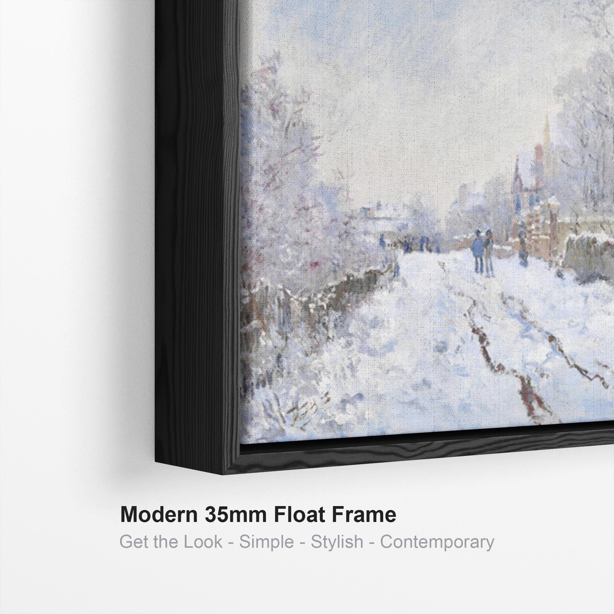 Large Claude Framed Canvas Print of Snow Scene at Argenteuil Lan