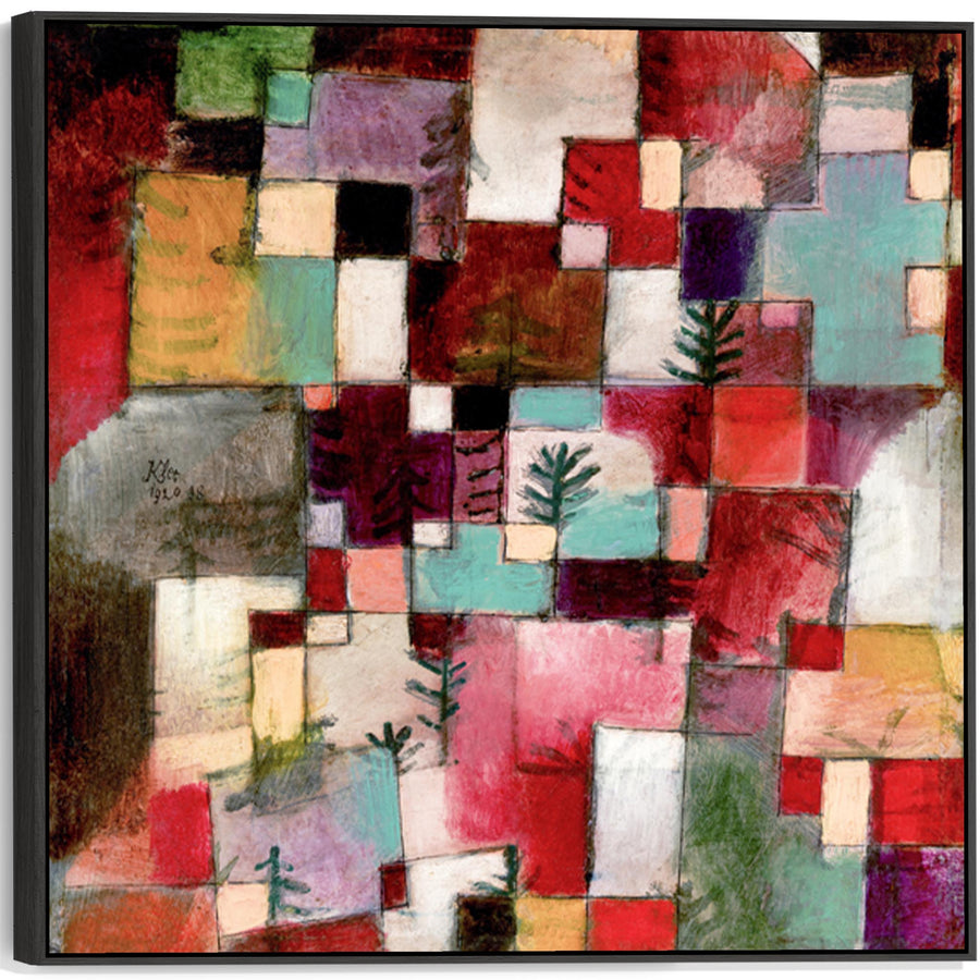 Large Colourful Abstract Framed Prints on Canvas by Paul Klee - Red Green Violet Rhythms