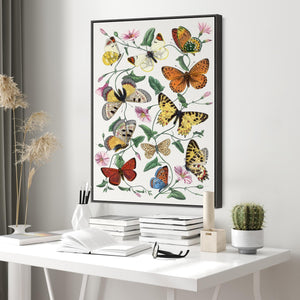 Large Bright Colourful Wall Art Framed Butterfly Multi Coloured Canvas Print