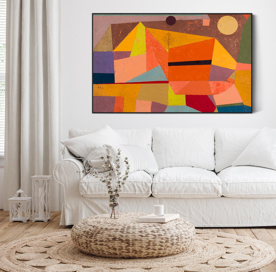 Large Colourful Abstract Wall Art Framed Canvas Print Paul Klee Joyful Mountain Landscape Painting