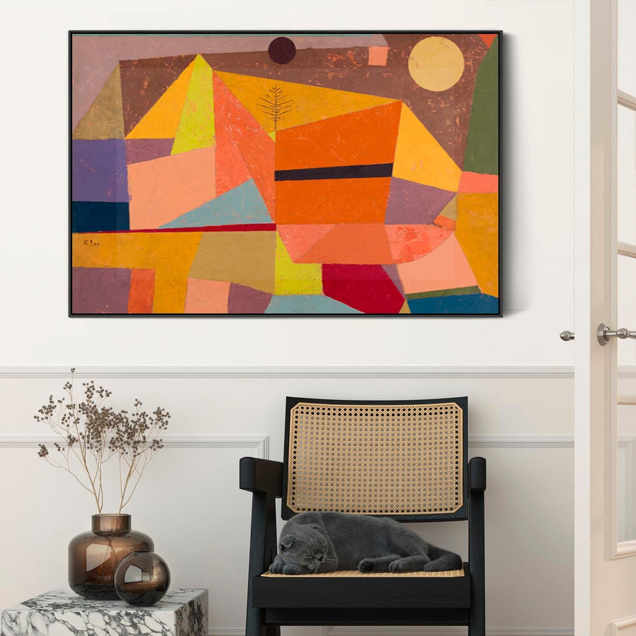 Large Colourful Abstract Wall Art Framed Canvas Print Paul Klee Joyful Mountain Landscape Painting