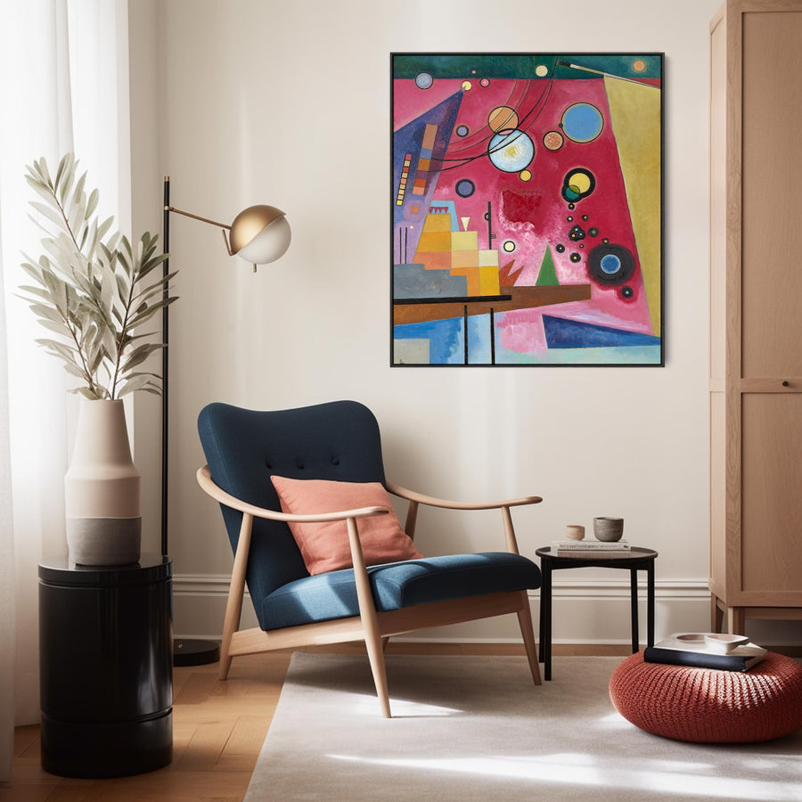 Large Colourful Wassily Kandinsky Abstract Wall Art Framed Canvas Print Heavy Red Painting