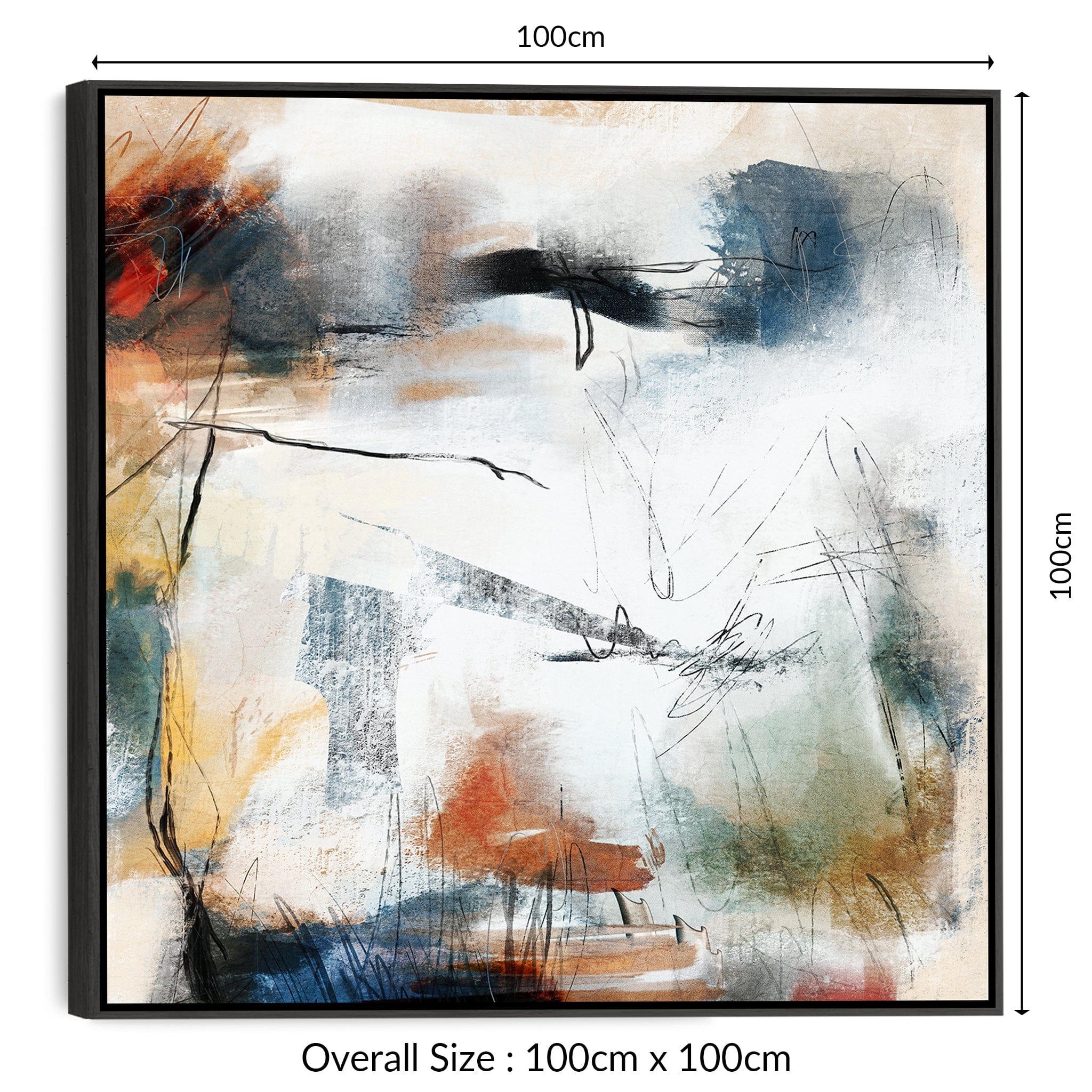 Large Modern Contemporary Abstract Wall Art Framed Colourful Canvas