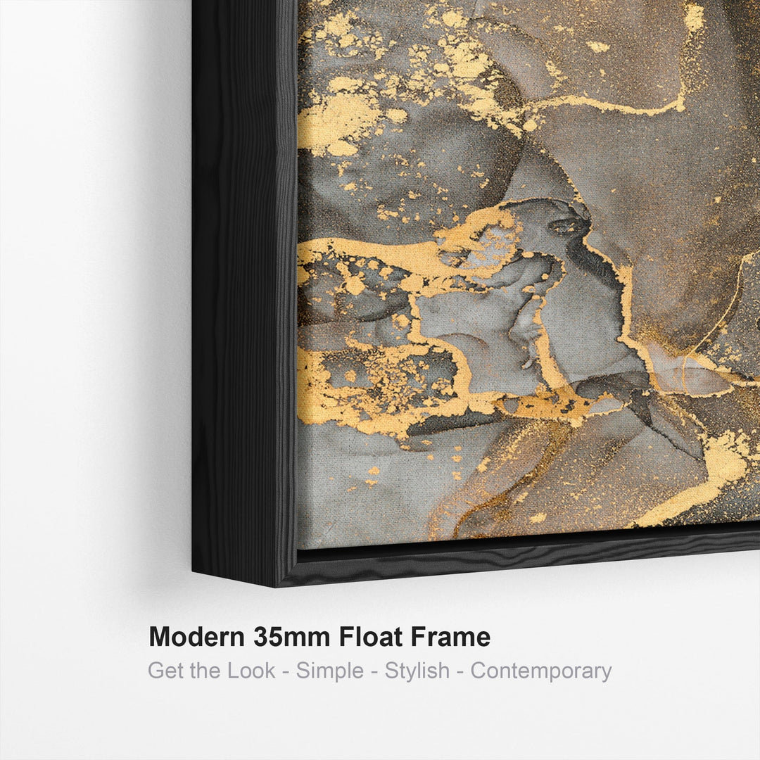 Extra Large Framed Wall Art Pictures for Living Room - Grey Black Gold ...