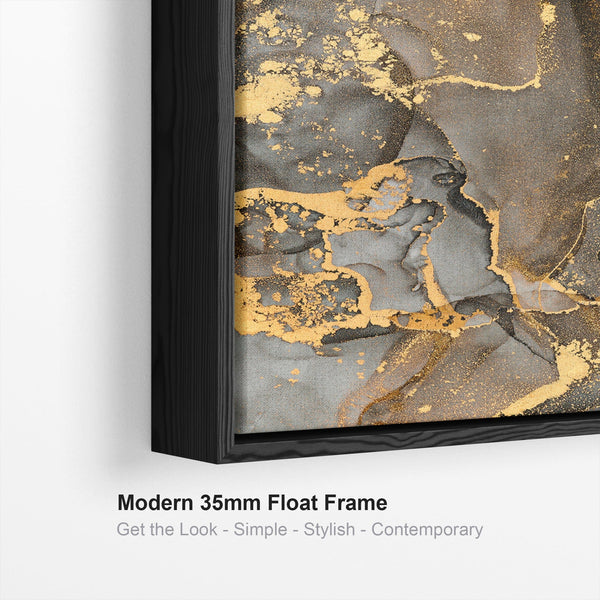 Extra Large Framed Wall Art Pictures for Living Room - Grey Black Gold Abstract Marble - Set of 3 - XXL 212cm Wide