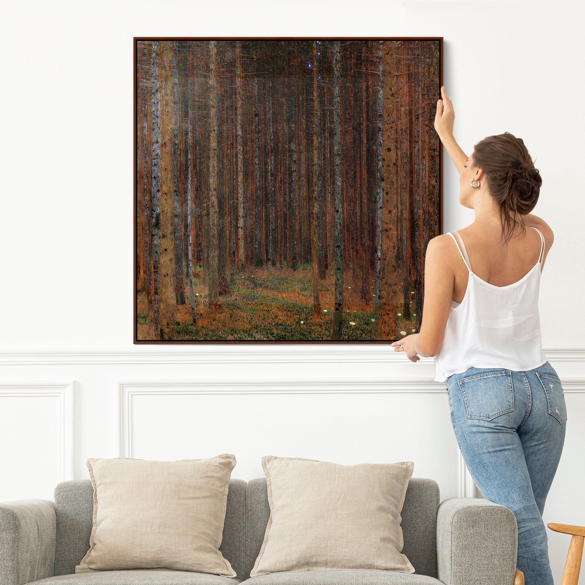 Large Gustav Klimt Tannenwald Framed Forest Wall Art Canvas of Fir Tre