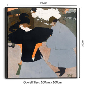 Large Georges De Feure Wall Art Framed Canvas - Dame Op Straat Gevolgd Door Een Heer