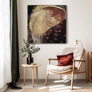 Gustav Klimt - Danae - Large Wall Art Framed Canvas Print - XL 100cm x 100cm