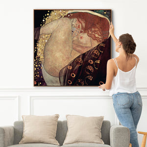 Gustav Klimt - Danae - Large Wall Art Framed Canvas Print - XL 100cm x 100cm