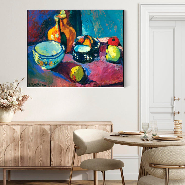 Large Colourful Henri Matisse Kitchen Framed Canvas Print Dishes and Fruit Painting - FFob-2304-W-L