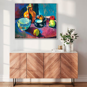 Large Colourful Henri Matisse Kitchen Framed Canvas Print Dishes and Fruit Painting