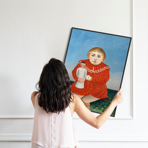 Large Henri Rousseau Abstract Wall Art Framed Canvas Print Child with Doll Painting