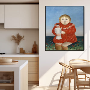 Large Henri Rousseau Abstract Wall Art Framed Canvas Print Child with Doll Painting