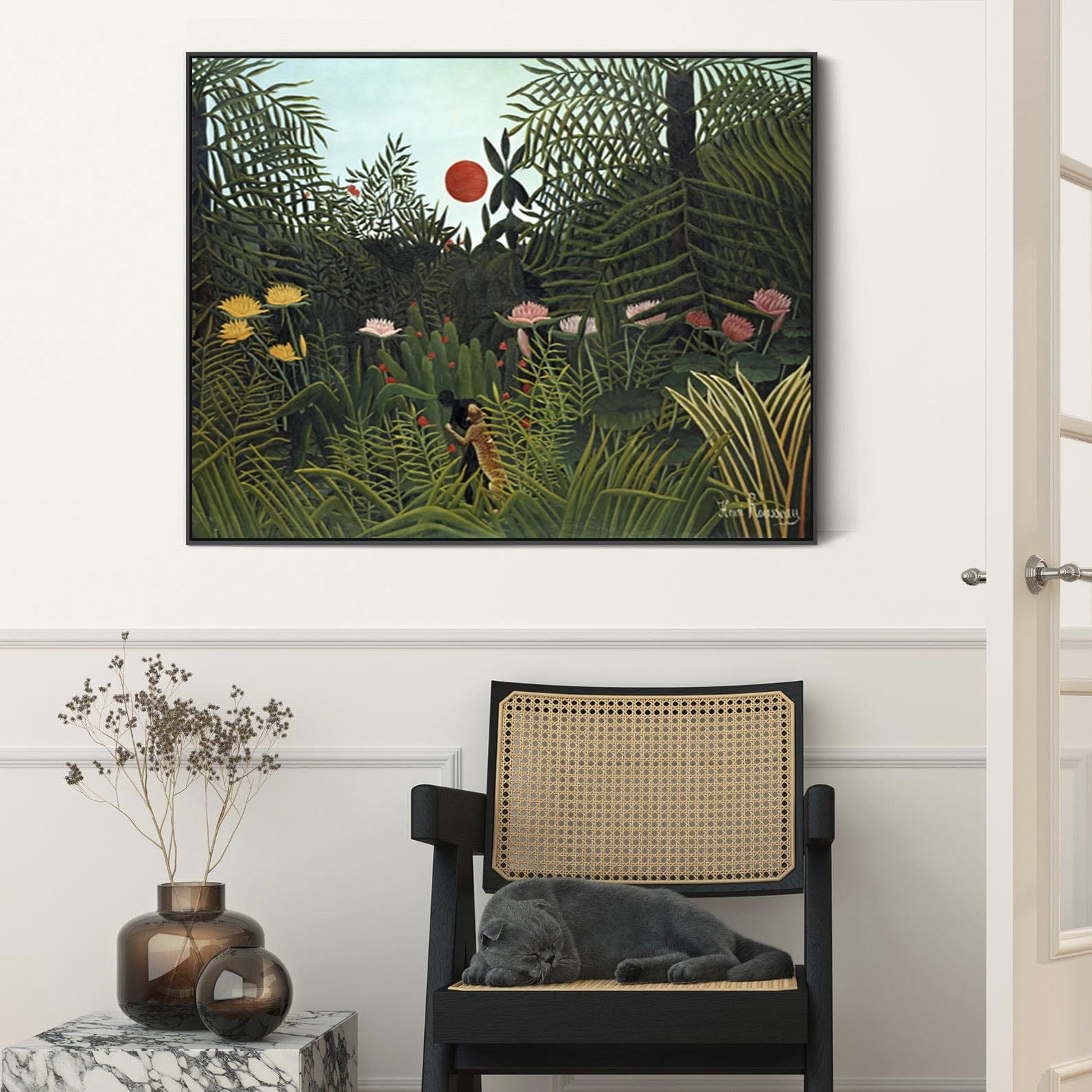 Large Henri Rousseau Wall Art Framed Canvas Print of Virgin Forest wit