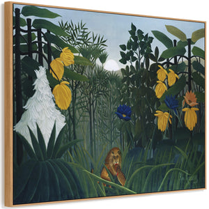 Large Henri Rousseau Wall Art Framed Canvas Print The Repast of the Lion Famous Painting