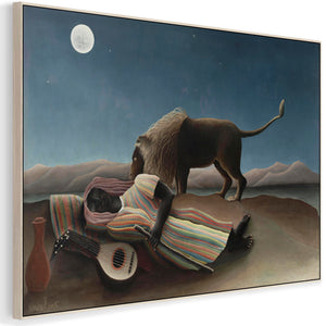 Large Henri Rousseau Wall Art Framed Canvas Print of Sleeping Gypsy La Bohemienne Endormie Painting