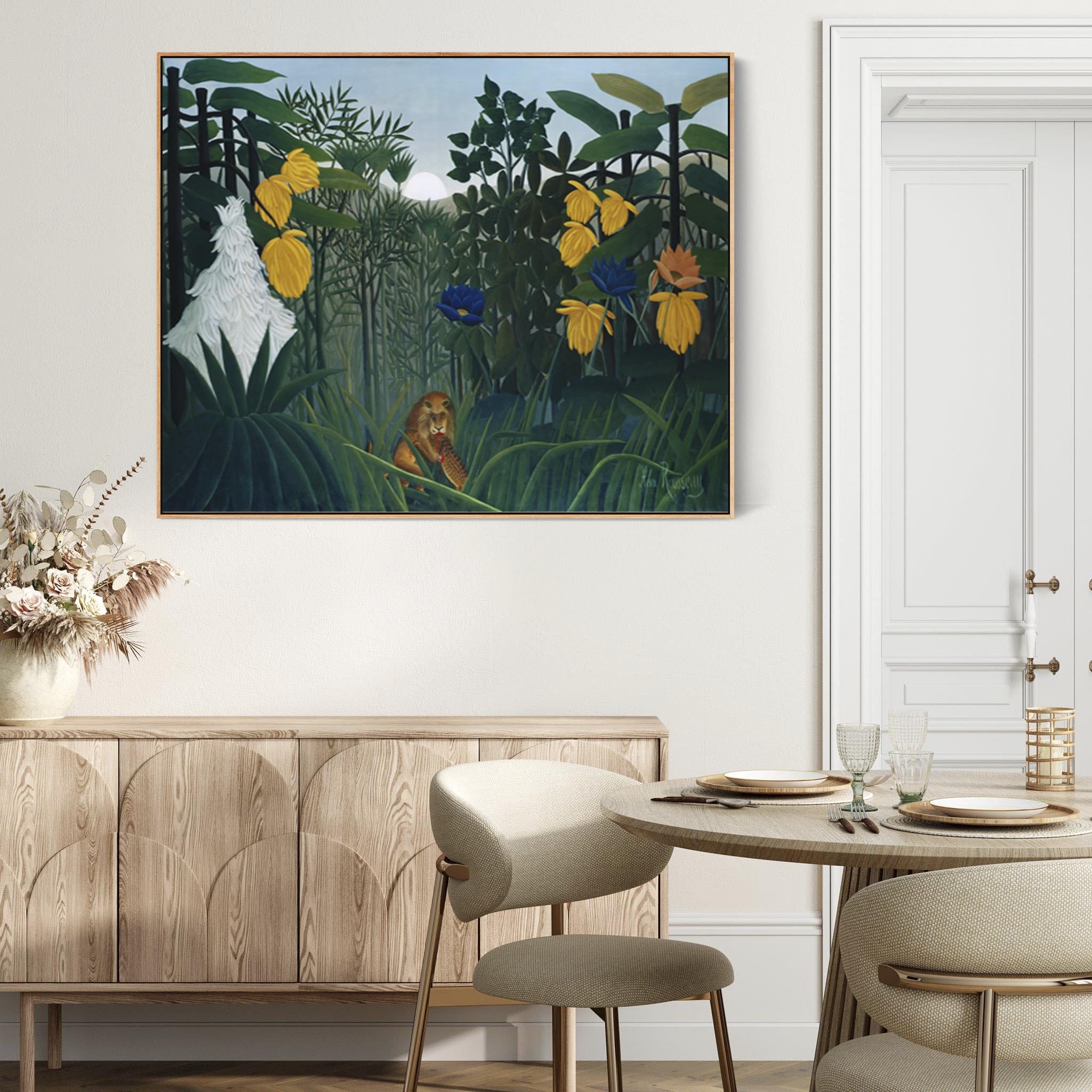 Plat Décoratif Henri Rousseau 'Le Songe' – Lion Et Plantes – Art Mural Italie