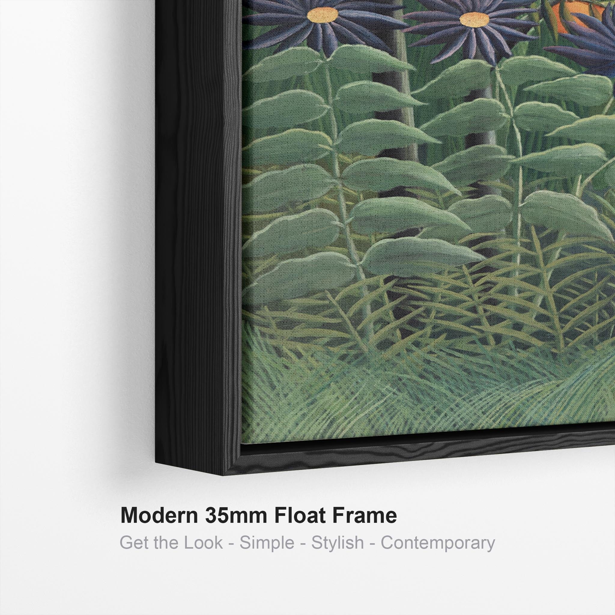 Large Henri Rousseau Framed Pair of Wall Art Prints of Exotic Virgin F
