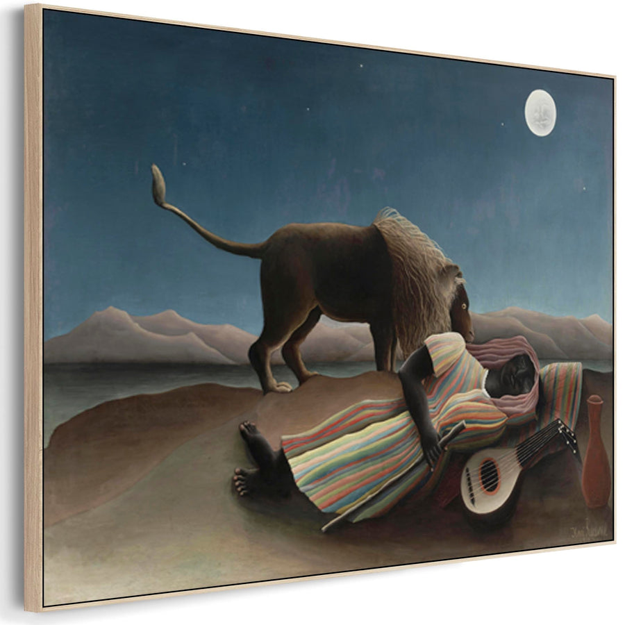 Large Henri Rousseau Wall Art Framed Canvas Print of Sleeping Gypsy La Bohemienne Endormie Painting