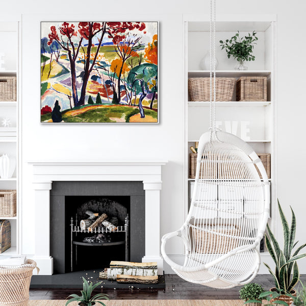 Large Colourful Wall Art Framed Canvas Print of Henry Lyman Sayen Huntingdon Bridge Landscape Valley Painting