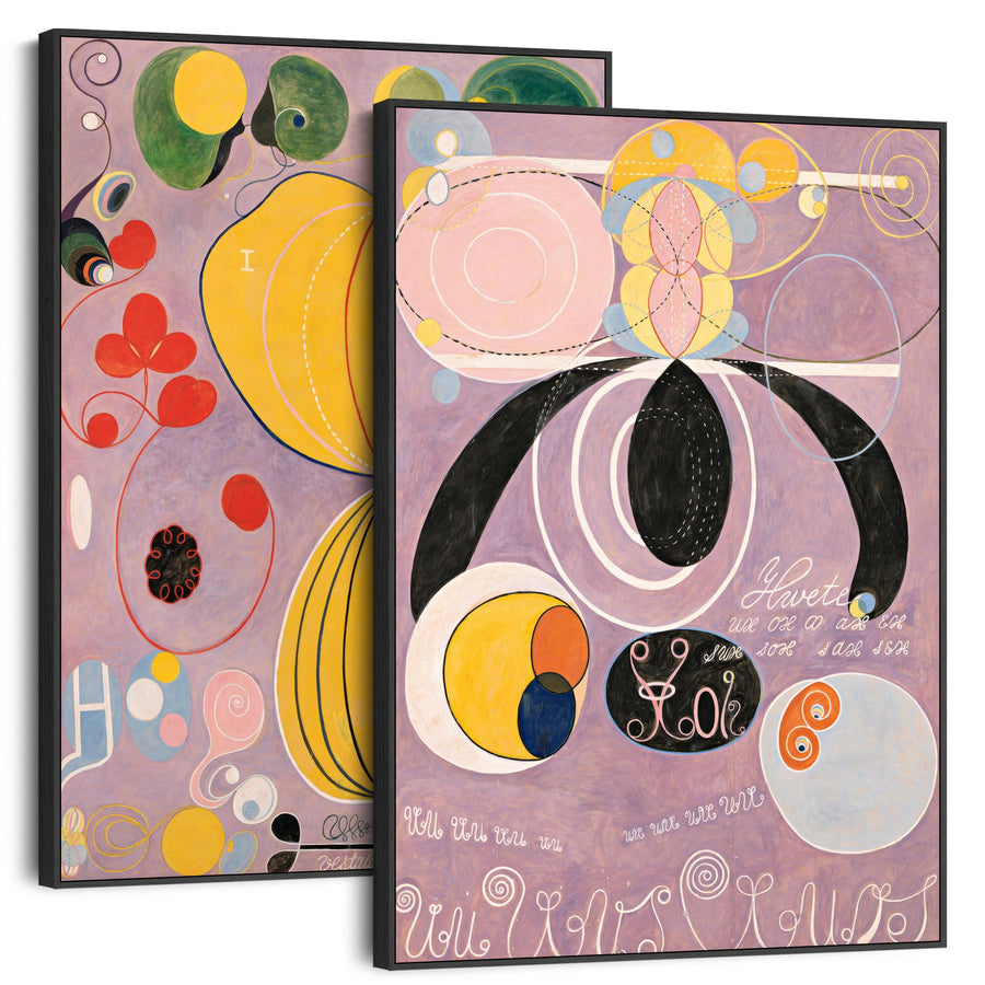 Large Hilma Klint Abstract Framed Pair of Violet Purple Wall Art Contemporary Prints