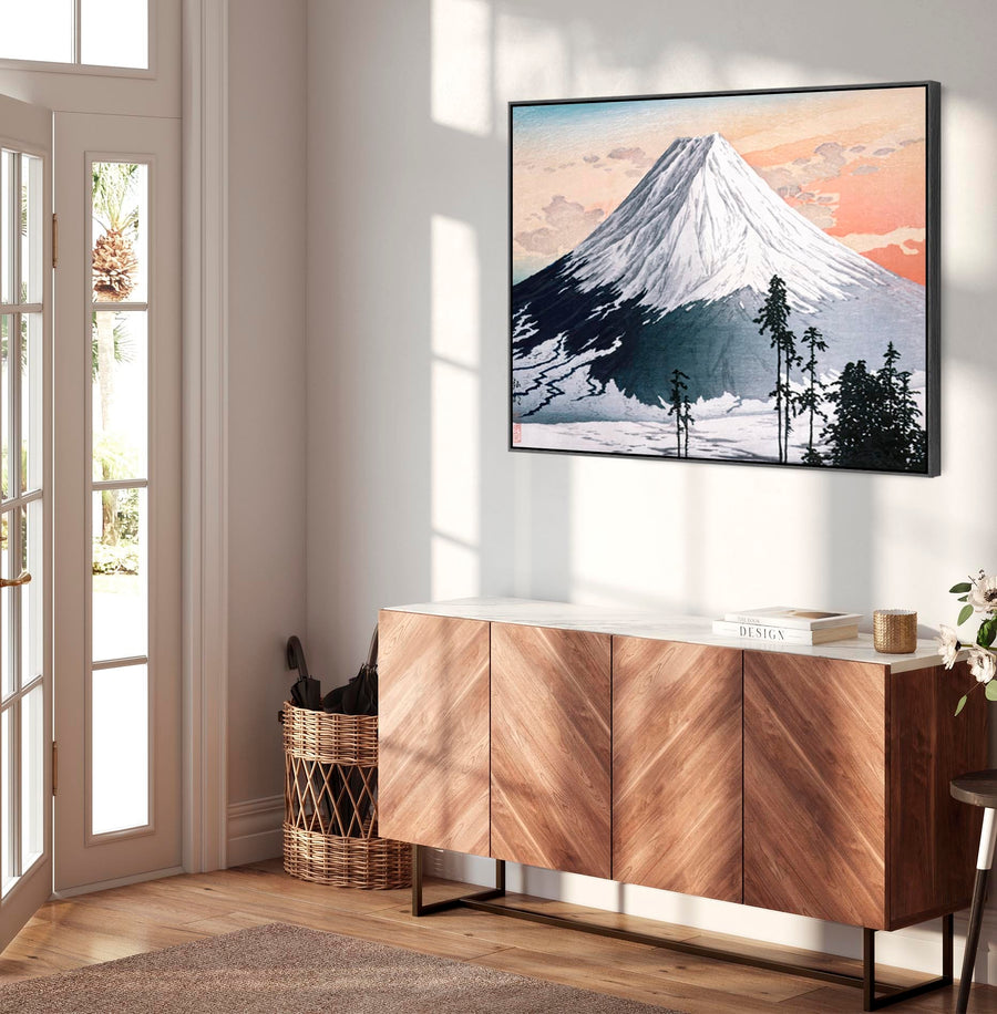 Mount Fuji Japanese Wall Art Framed Canvas Print of Hiroaki Takahashi Shotei Painting