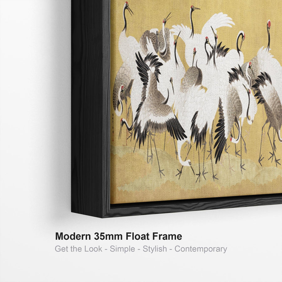 Japanese Birds Flock of Cranes Wall Art Framed Canvas Print of Ishida Yutei Painting