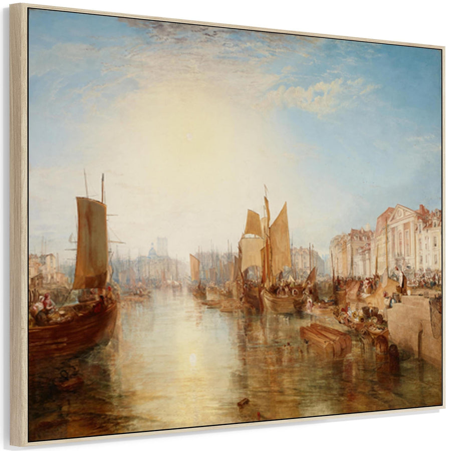 Large JMW William Turner Wall Art Framed Canvas Print Harbor of Dieppe Landscape Painting