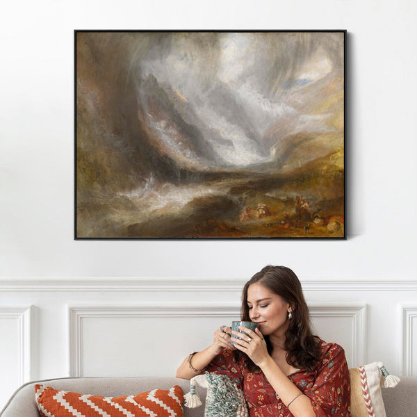 Large JMW William Turner Wall Art Framed Canvas Print Snow Storm Avalanche Landscape Painting