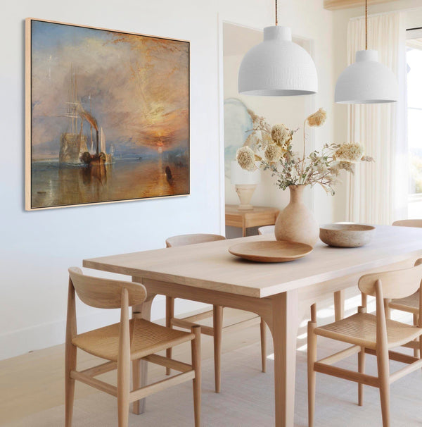 Large JMW William Turner Wall Art Framed Canvas Print The Fighting Temeraire Landscape Painting