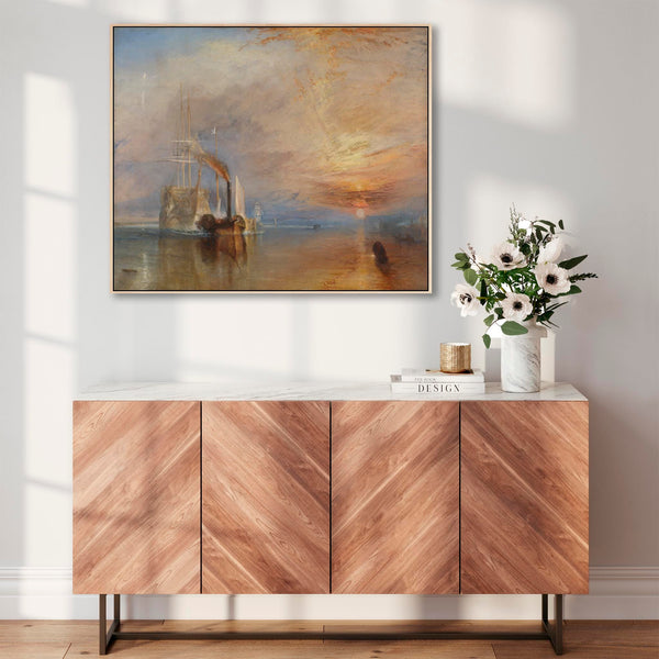Large JMW William Turner Wall Art Framed Canvas Print The Fighting Temeraire Landscape Painting