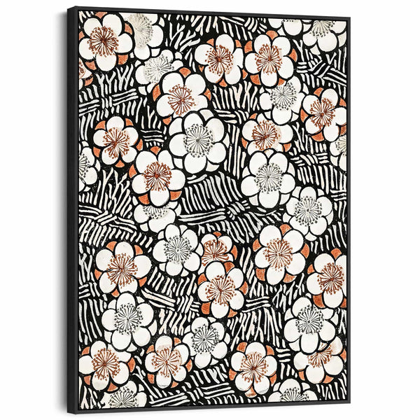 Japanese Flowers Wall Art Framed Canvas Print of Floral Shin Bijutsukai Painting