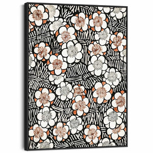 Japanese Flowers Wall Art Framed Canvas Print of Floral Shin Bijutsukai Painting