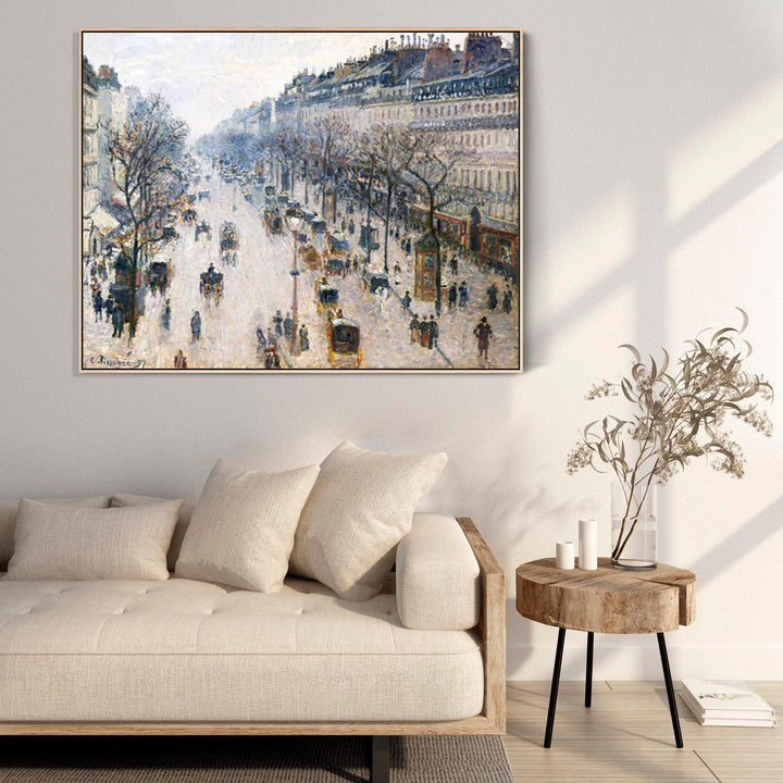 Large Camille Pissarro Wall Art Framed Canvas Print of Boulevard Montmartre Paris Painting - FFob-2206-N-L