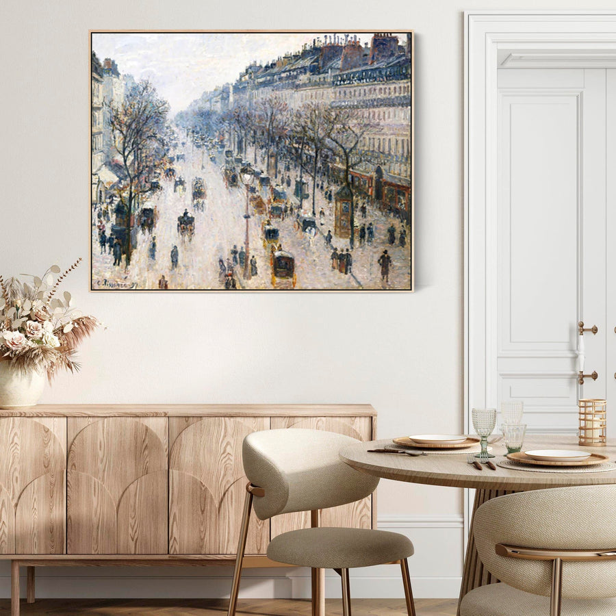 Large Camille Pissarro Wall Art Framed Canvas Print of Boulevard Montmartre Paris Painting