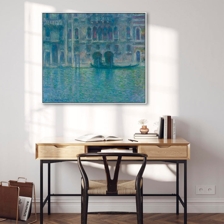 Large Claude Monet Framed Canvas Print of Palazzo da Mula Venice Painting - FFob-2237-N-L