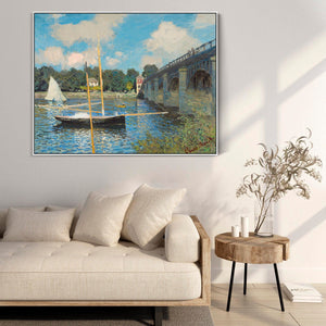 Large Claude Monet Framed Canvas Print of Bridge at Argenteuil Painting